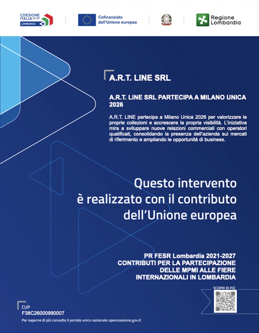 A.R.T. Line SRL partecipa a Milano Unica 2026 &ndash; Cofinanziato dall'Unione europea, Regione Lombardia, PR FESR 2021-2027